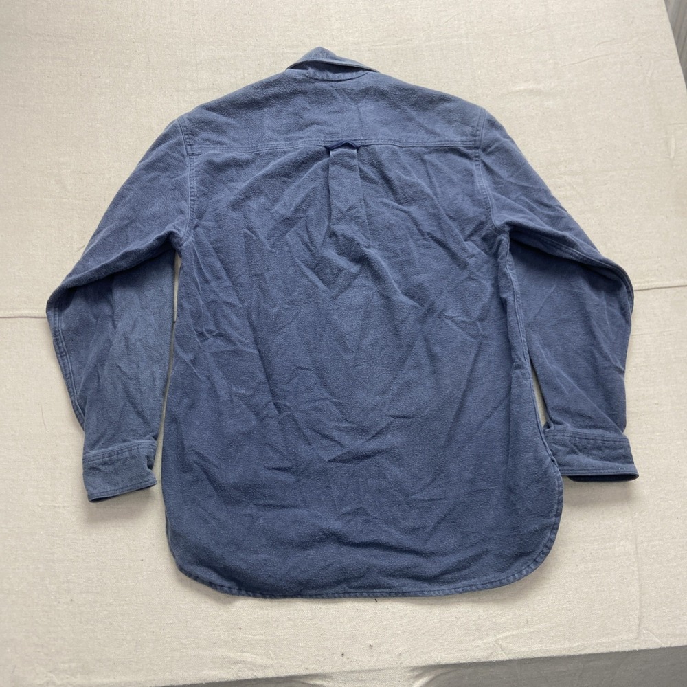 Eddie Bauer Chamois Flannel Shirt Mens M Tall Blue Geese Logo Outdoors 90s Vtg - Picture 2 of 7